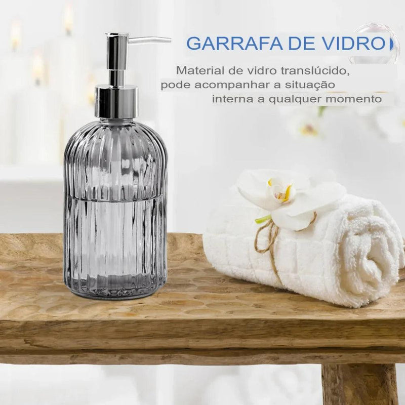 Kit Dispenser de Vidro Para Sabonete Liquido